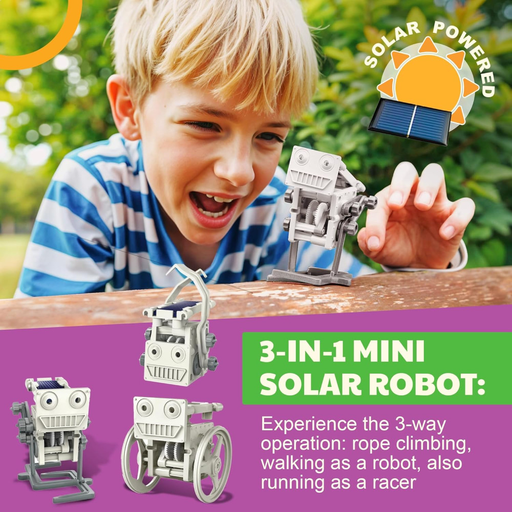 Green Science 3-in-1 Solar Robot Kit - STEM Educational Toy for Kids