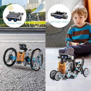 14-in-1 Solar Robot Kit for Kids, STEM Toy for Ages 8-12 | DIY Robot Gift