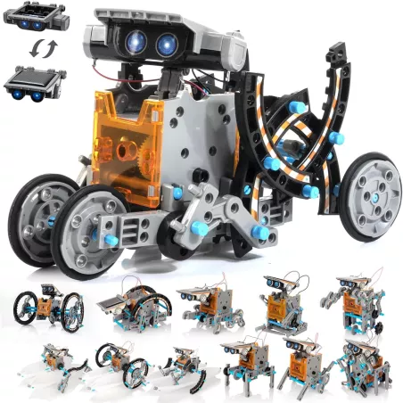 Kit Robot Solaire 14-en-1 STEM pour Enfants 8-12 Ans, Jouet Éducatif DIY d'Énergie Solaire