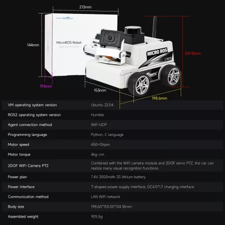 Yahboom MicroROS Robot Car ROS2 AI SLAM Navigation Vision ESP32 AI Module VM Non Compatible Mac