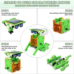 Jeu Robot Solaire 13-en-1 STEM pour Enfants 8-12 Ans Vert