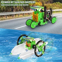 Jeu Robot Solaire 13-en-1 STEM pour Enfants 8-12 Ans Vert