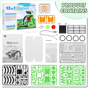Jeu Robot Solaire 13-en-1 STEM pour Enfants 8-12 Ans Vert