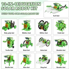 Jeu Robot Solaire 13-en-1 STEM pour Enfants 8-12 Ans Vert