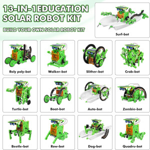 Bottleboom 13-in-1 Solar STEM Robot Kit for Kids Ages 8-12 – Green