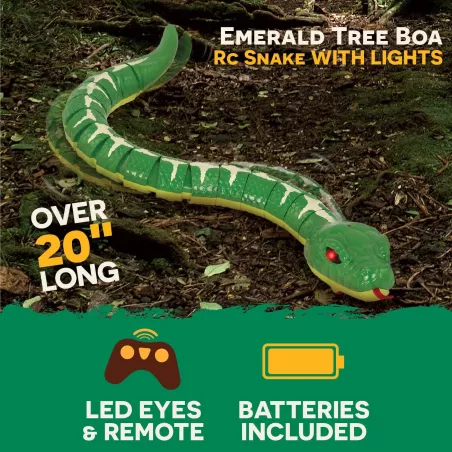 Terra by Battat - Serpent Robot RC Emerald Tree Boa avec Yeux LED, Mouvement Réaliste, Télécommande IR, Piles Incluses