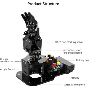 DIY Arduino AI Bionic Robot Hand Kit | 5-Finger Mechanical Arm Set