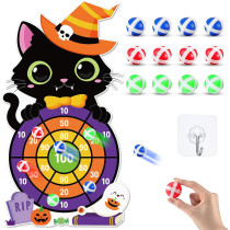 Capoda 28 Halloween Black Cat Dart Board Game with 12 Sticky Balls