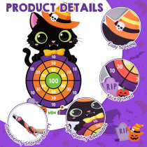 Capoda 28 Halloween Black Cat Dart Board Game with 12 Sticky Balls