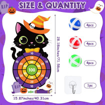 Capoda 28 Halloween Black Cat Dart Board Game with 12 Sticky Balls