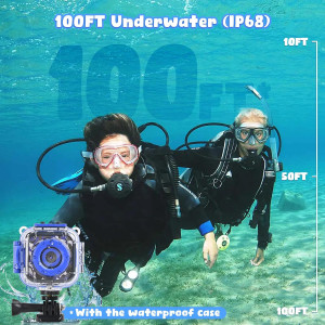 PROGRACE Kids Waterproof Camera for Boys – Underwater Digital Toy with 32GB