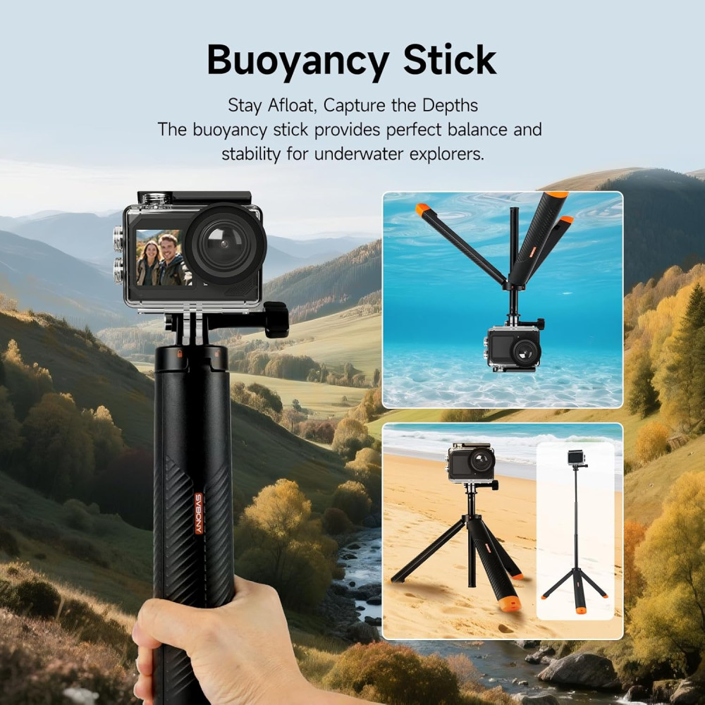 SVBONY SVGo 2 4K30FPS Action Camera with Dual Screens, Waterproof & 5X Zoom