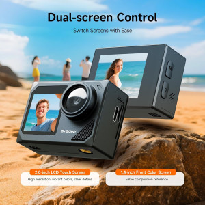SVBONY SVGo 2 4K30FPS Action Camera with Dual Screens, Waterproof & 5X Zoom