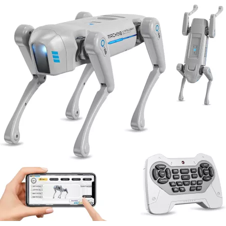 Chien Robot Intelligent pour Enfants, Jouet STEM Interactif avec Voix, Télécommande, Programmation App, 30+ Actions