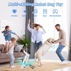 Mostop Chien Robot Intelligent, Jouet Interactif AI pour Enfants 5-7 ans, Contrôle Voix/App/Télécommande, 30+ Actions, Cadeau ST