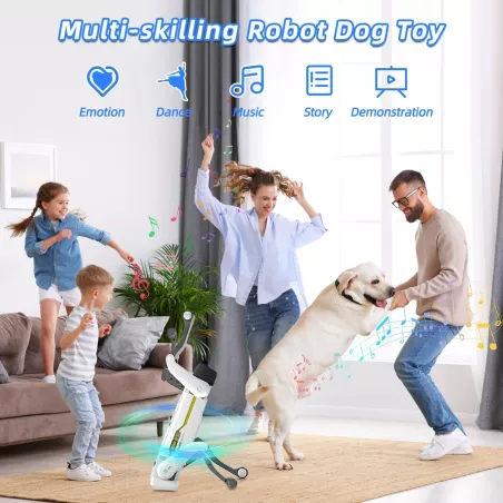 Mostop Chien Robot Intelligent, Jouet Interactif AI pour Enfants 5-7 ans, Contrôle Voix/App/Télécommande, 30+ Actions, Cadeau ST