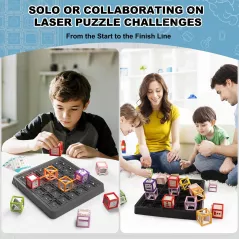 Jeu de réflexion Laser Maze - Jouet STEM, 60+ défis pour enfants 8-13 ans, cadeau éducatif Noël/Pâques