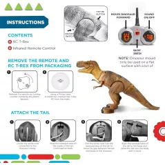 Discovery™ Dinosaure T-Rex Télécommandé – Jouet RC Réaliste avec Pas, Rugissements et Mâchoire Active, Pour Enfants 6+