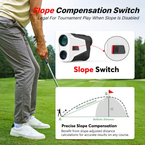 WOSPORTS Red OLED Golf Rangefinder 1200Y, 7X Magnification, Slope