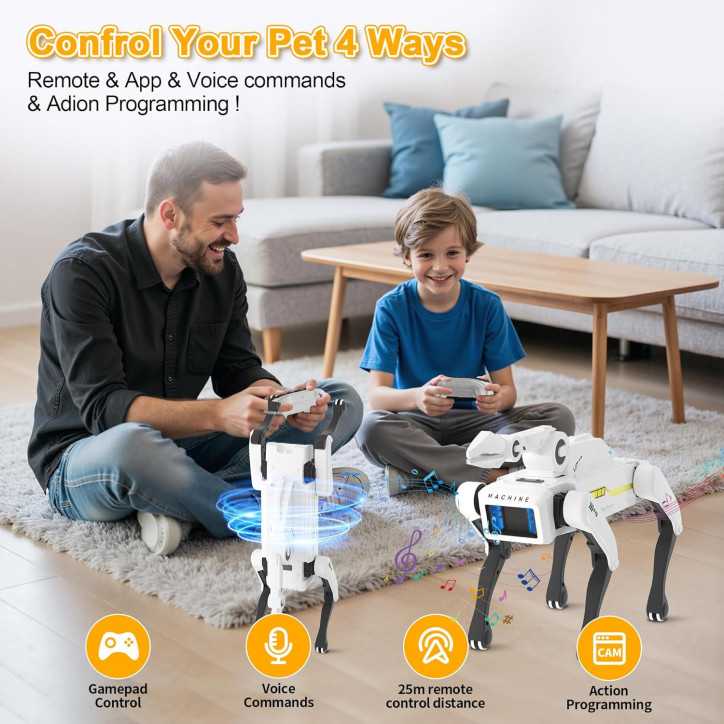 Interactive Robot Dog with Claw – STEM Pet, Voice & Remote Control, 30+ Actions, Durable for Kids 6+