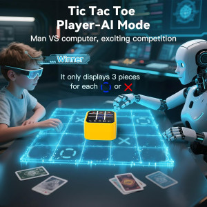 Rechargeable Tic Tac Toe & Brain Games - Portable Digital Puzzle Toy