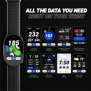 Blue Tees Playmaker+ GPS Golf Watch – AMOLED, 42,000+ Courses, IP67