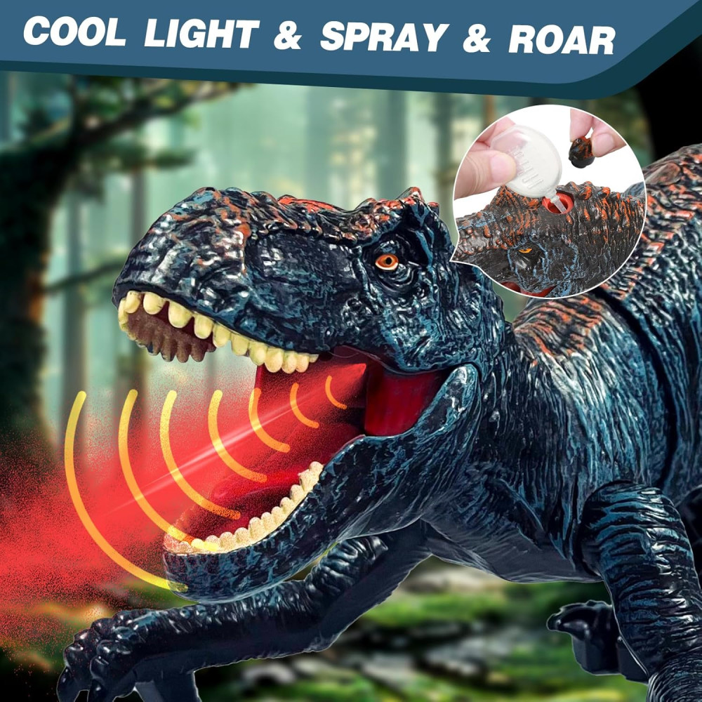 Sunrad Remote Control T-Rex Dinosaur Toy for Kids with Light & Roar
