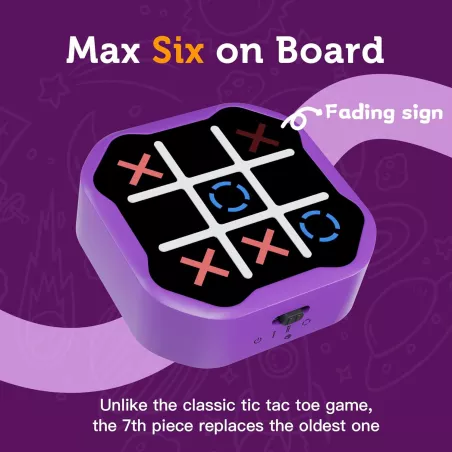 Jeu de Tic Tac Toe Électronique 3-en-1 Violet Portable