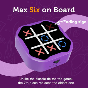 Jeu de Tic Tac Toe Électronique 3-en-1 Violet Portable