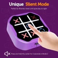 Jeu Électronique Tic Tac Toe 3-en-1 Portable Violet, Mode Silencieux, Amusant pour Enfants et Adultes