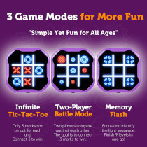 3-in-1 Electronic Tic Tac Toe Game - Handheld Travel Toy, Purple