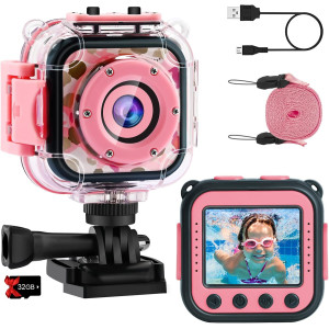 PROGRACE Kids Waterproof Camera for Girls - 1080P HD Underwater Camcorder