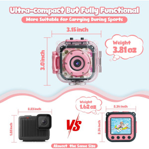 Caméra Étanche PROGRACE Kids 1080P HD pour Filles - Cadeau Enfant