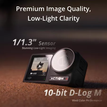 DJI Osmo Action 4 Essential Combo - Caméra d'Action Étanche 4K/120fps, Capteur 1/1.3, 10-bit, 160 min autonomie