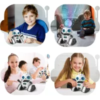 Aikmi Robot Télécommandé Rechargeable avec Projecteur, Capteur Gestuel et Musique pour Enfants 5-7 ans (Blanc)