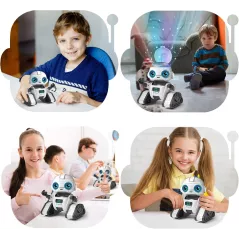 Aikmi Robot Télécommandé Rechargeable avec Projecteur, Capteur Gestuel et Musique pour Enfants 5-7 ans (Blanc)