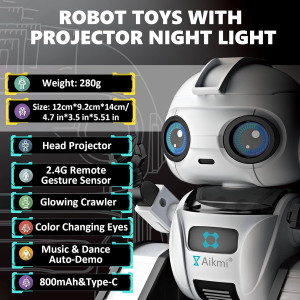 Aikmi Rechargeable Robot Toy for Kids 5-7 with Projector & Music