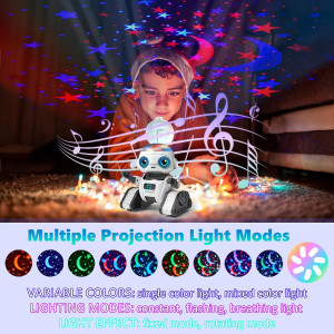 Aikmi Rechargeable Robot Toy for Kids 5-7 with Projector & Music