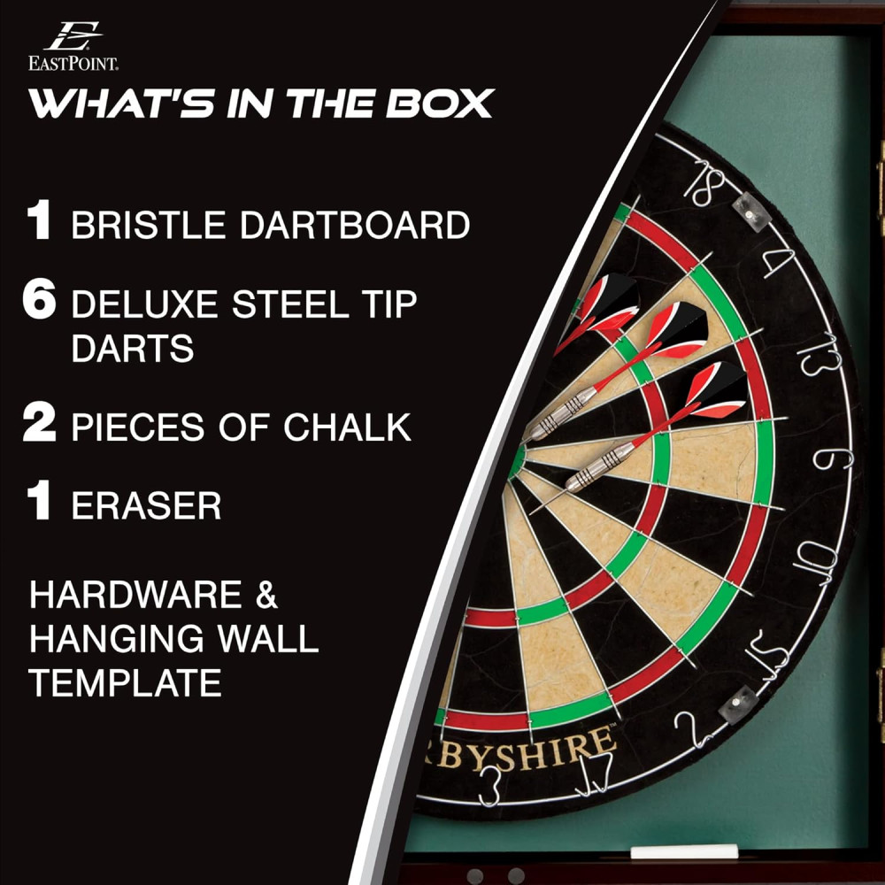 EastPoint Sports Bristle Dartboard & Cabinet Set – Easy Assembly & Full Kit