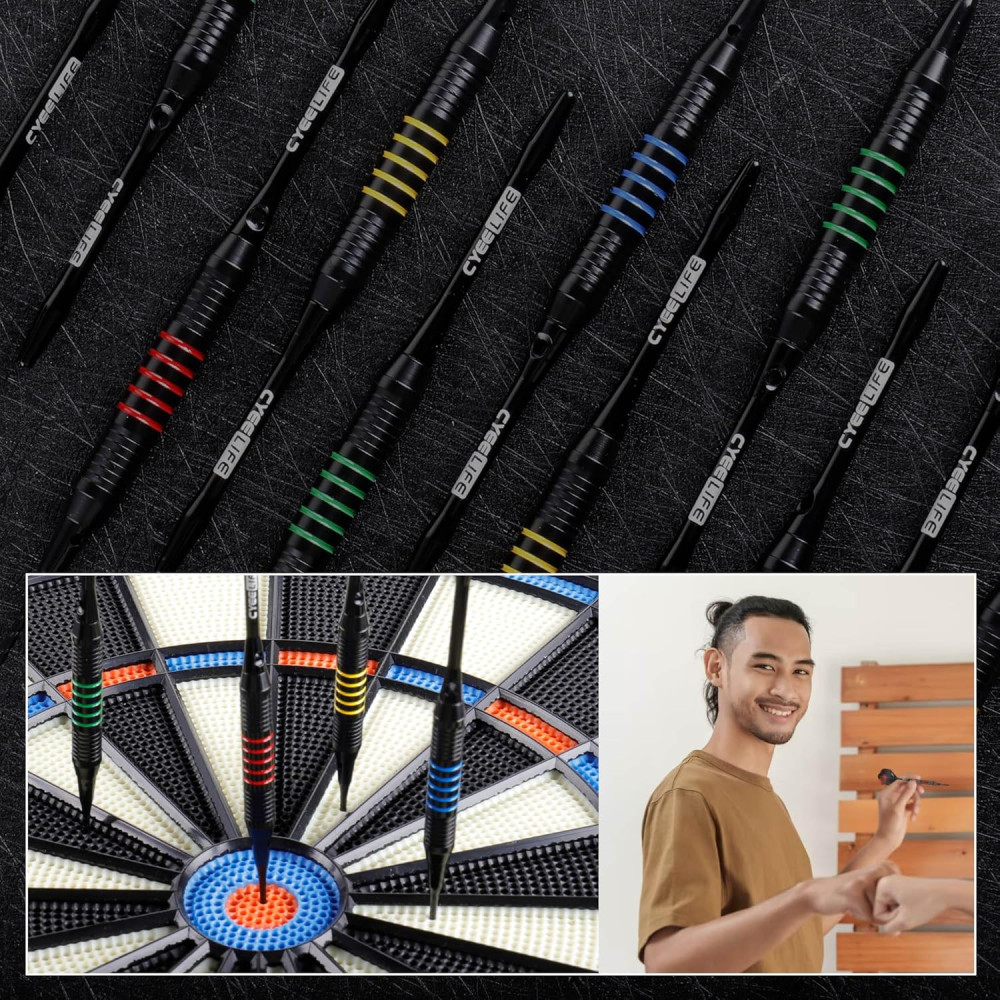 CyeeLife Soft Tip Darts Set - 12 Professional Darts with Extras