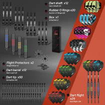CyeeLife Soft Tip Darts Set - 12 Professional Darts with Extras
