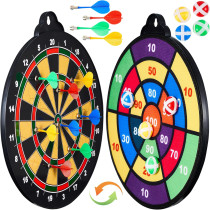 Magnetic Dart Board 16in Double-Sided for Kids & Adults with Safe Darts