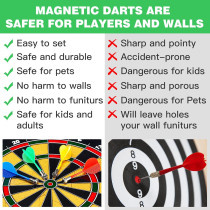 Magnetic Dart Board 16in Double-Sided for Kids & Adults with Safe Darts