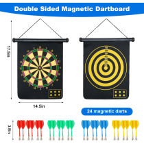 17.5 Large 2in1 Magnetic Darts Board with 24 Darts – Safe Outdoor Game for Kids & Adults