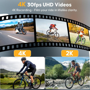 4K Action Camera with GPS, Wireless Bike Speedometer & 64GB Card - Grey