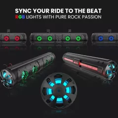 Barre de Son Bluetooth 28 Étanche RGB pour Golf Cart, 8 Haut-Parleurs HiFi 2.1, Support T Inclus
