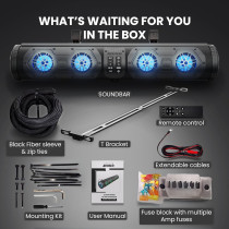 Golf Cart Bluetooth Sound Bar 28 Waterproof RGB LED 8 Speaker System