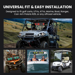 Golf Cart Bluetooth Sound Bar 28 Waterproof RGB LED 8 Speaker System