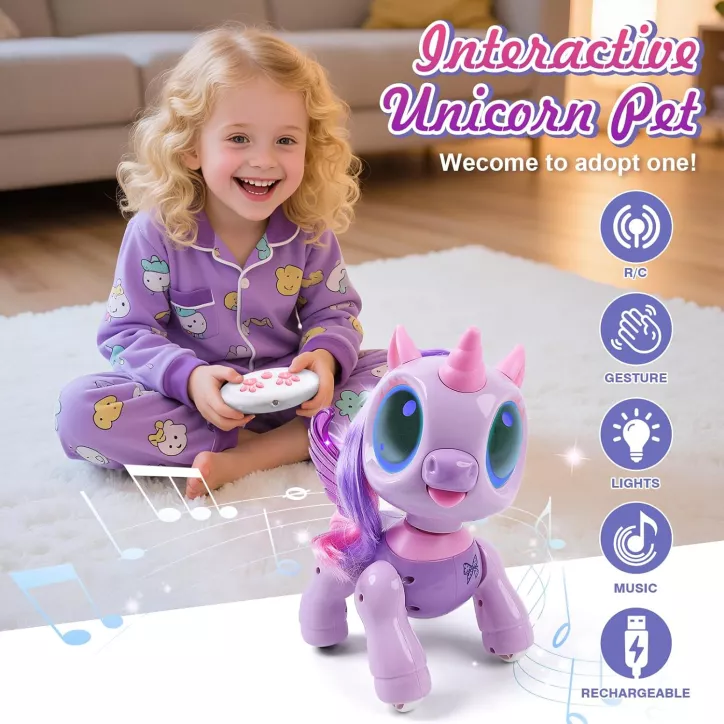 BIRANCO Robot Licorne Télécommandé pour Filles 3-6 Ans, Jouet Interactif STEM et Cadeau Surprise