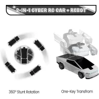 Voiture Télécommandée Transformer Cyber 2.4Ghz Déformation 360° Drift RC Robot Camion Jouet Enfant 4+ ans